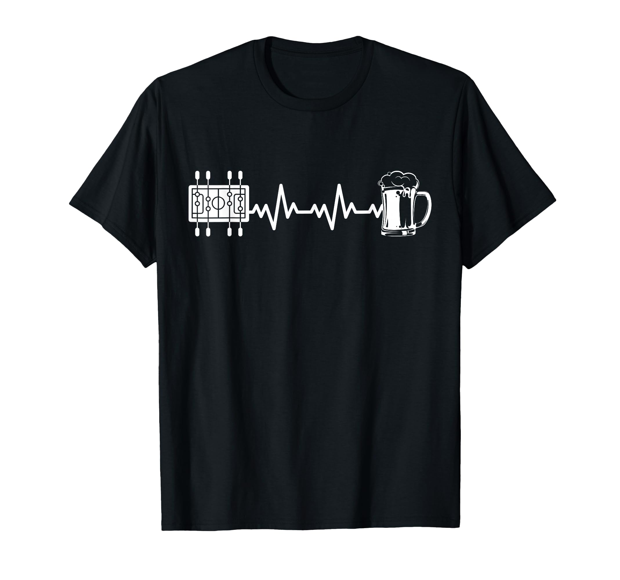 Funny Foosball Heartbeat Ekg Table T-Shirt - Aesthetic Graphic Men Women