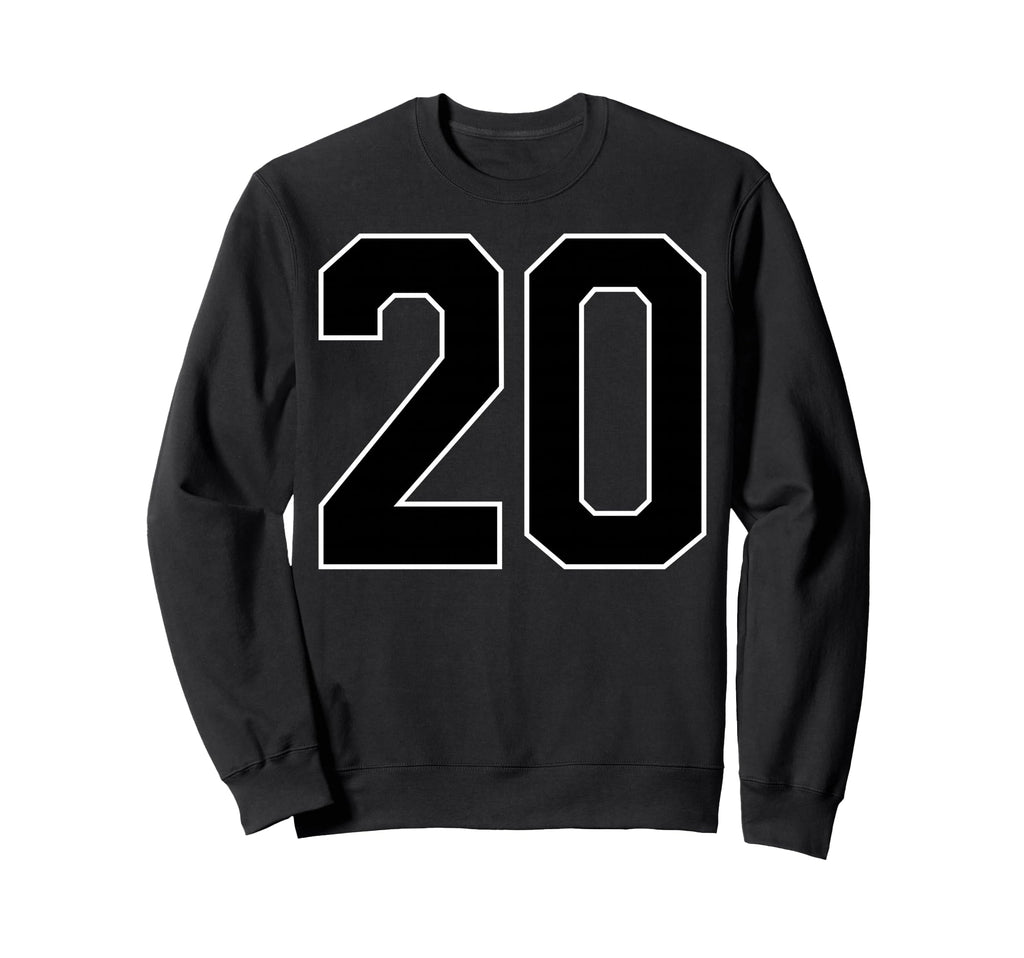 Black Sports Team Number 20 Fan Sweatshirt - Unique Graphic Men Women