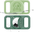 2 Pack Waterproof AirTag Dog Collar Holder Compatible with Apple AirTag, Silicone Hidden Loop Holder for Airtag Tracker, Anti-Lost Dog Collar Air Tag Accessories(Light,Dark Green)