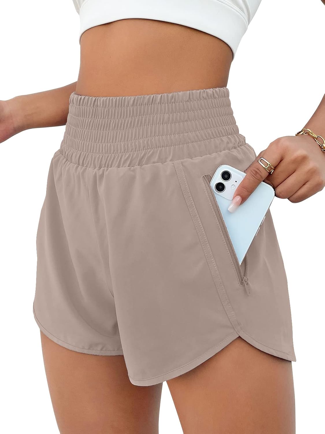 BMJL Women's Athletic Shorts High Waisted Running Short Pocket 2.5" Sporty Shorts Gym Workout Shorts