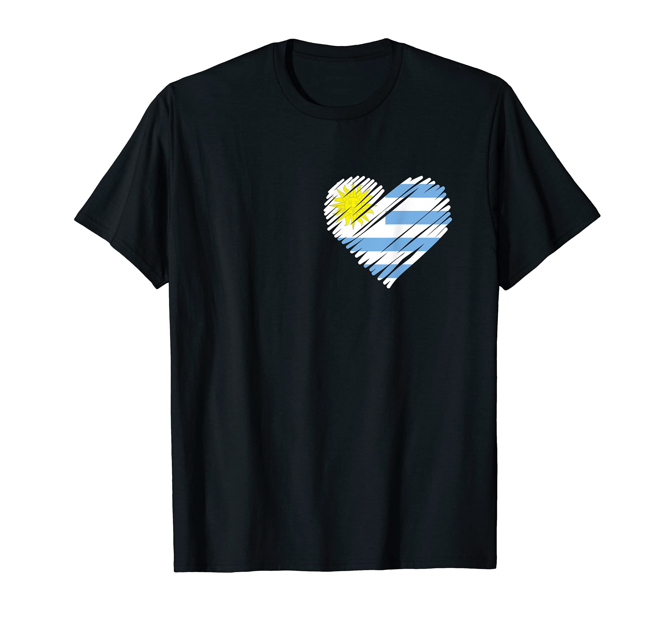 Uruguay Patriotic Heart Flag World T-Shirt - Fun Novelty Design Men Women