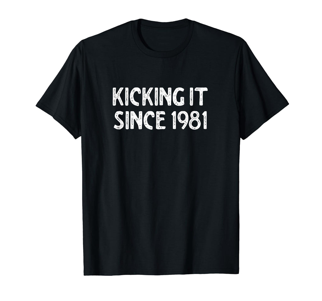 Kicking It Since 1981 Funny Soccer Birthday T-Shirt - Graphic Print Unisex