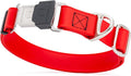 Dogline Biothane Waterproof Dog Collar with Herm Sprenger Stainless Steel Quick Release Buckle – Heavy Duty Tactical Durable Collar for Dogs – Comfortable and Safe Pet Collar, W 3/4" L 12-19", Red
