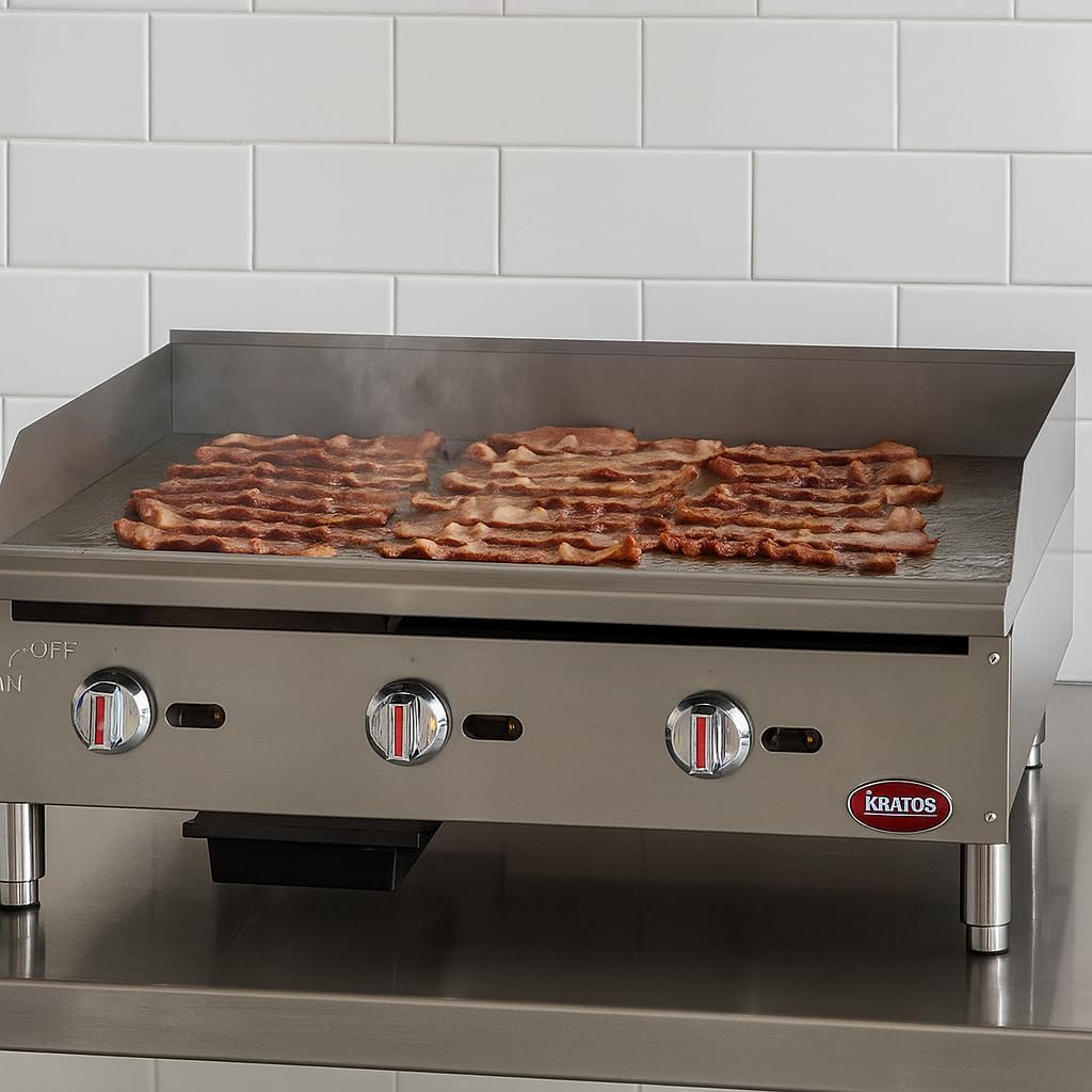 Kratos 29Y-005 36" Commercial Restaurant Gas Countertop Griddle, Manual Controls, 3 Burners, 90,000 BTU Output