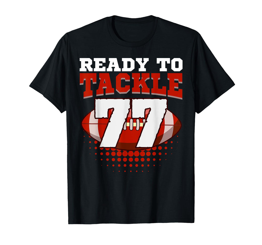 Football 77Th Birthday Player Tackle T-Shirt - Trendy Graphic Men Women