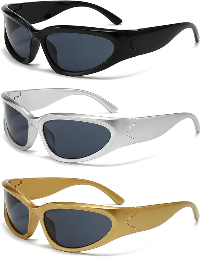 SOAR&EAGLE Y2K 3Pack Polarized sunglasses Wrap Around Men's Women's sunglasses Fashion Sport Shades Sun Glasses