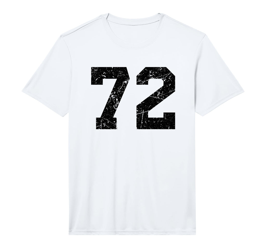 Number 72 Sport Black Distressed Uni T-Shirt - Minimalist Print Men Women