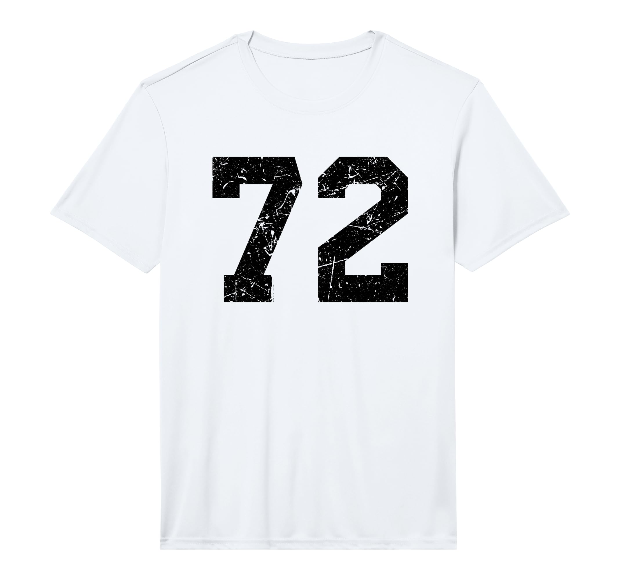 Number 72 Sport Black Distressed Uni T-Shirt - Minimalist Print Men Women