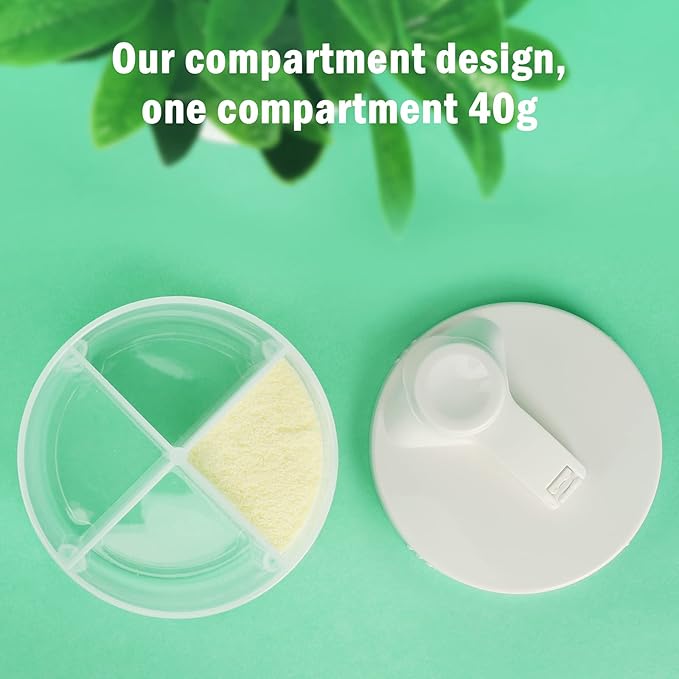 Accmor Baby Formula Dispenser On The Go, Non-Spill Rotating Four-Compartment Formula Container to Go, Milk Powder Kids Snack Container for Infant Toddler Travel Outdoor, White