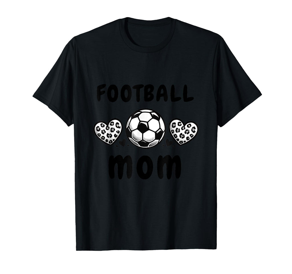 Football Mom Leopard Heart Football T-Shirt - Aesthetic Graphic Men Women