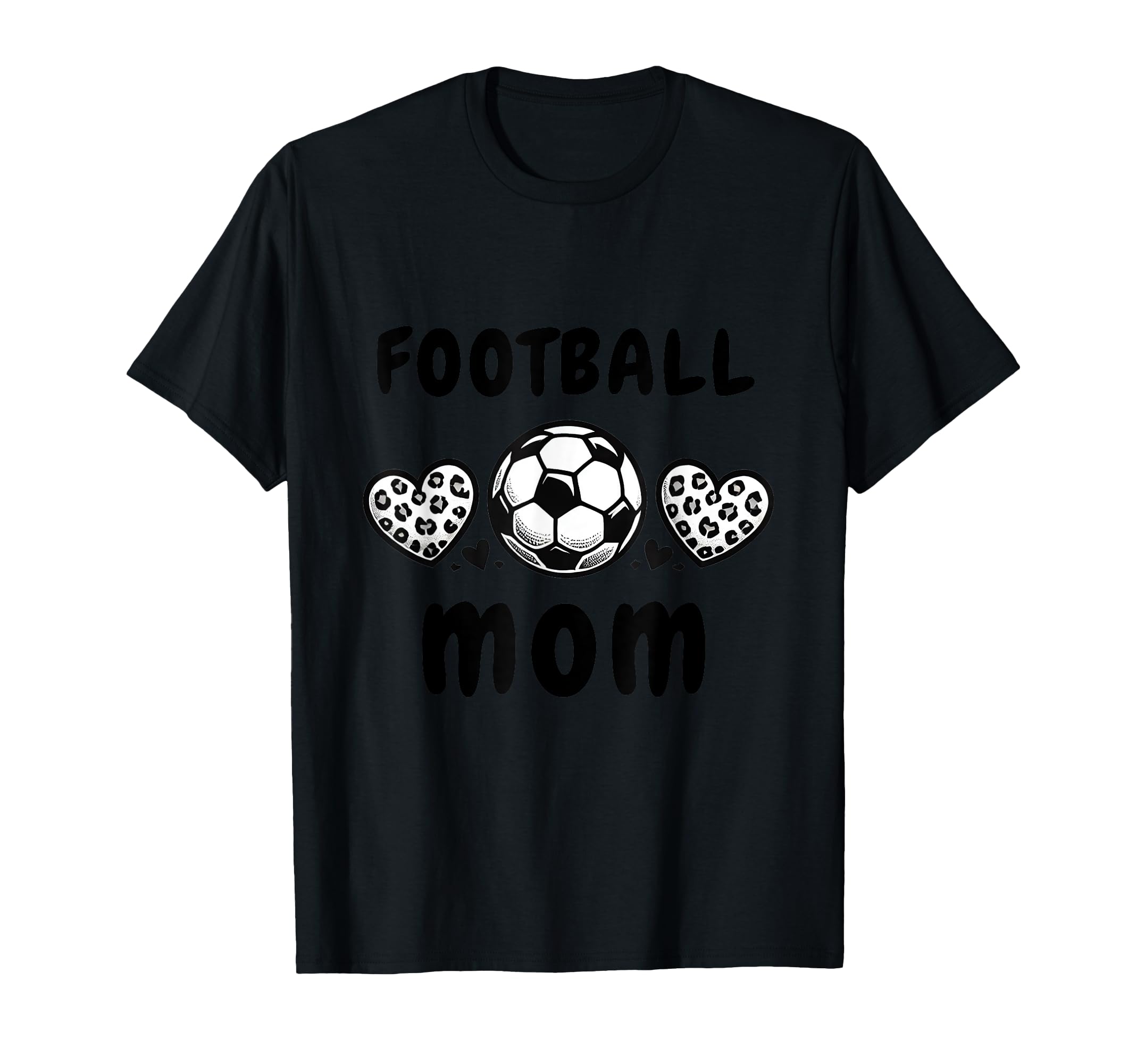 Football Mom Leopard Heart Football T-Shirt - Aesthetic Graphic Men Women