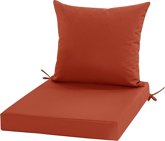 Outdoor Chair Cushions, Waterproof Outdoor Cushions for Patio Furniture w/Fade-Resistant, Removable & Machine-Washable Covers, 19x19 Inch, Ideal for Seat in Gardens/Porch – Set of 1/2/4, Rust