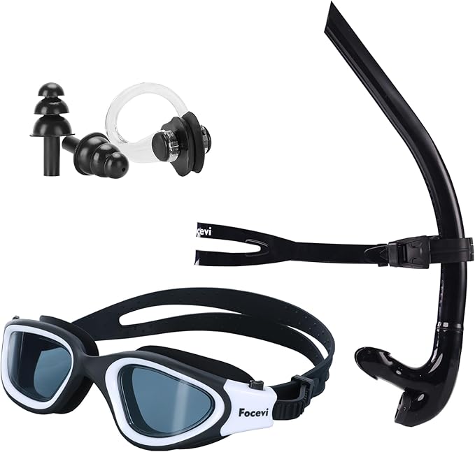 Swim Snorkel for Lap Swimming,No loud gurgling noise No hurt forehead No slip front swimming Snorkeling Training for adult/kid/youth,swimmer snorkle center Mount snorkel tube One-Way Purge Valve