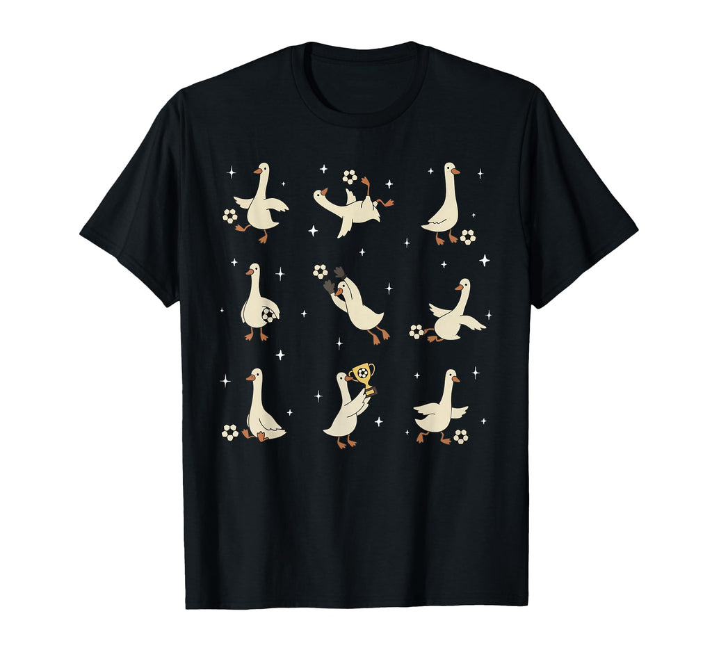 Funny Silly Goose Playing Soccer Team T-Shirt - Custom Art Print Unisex