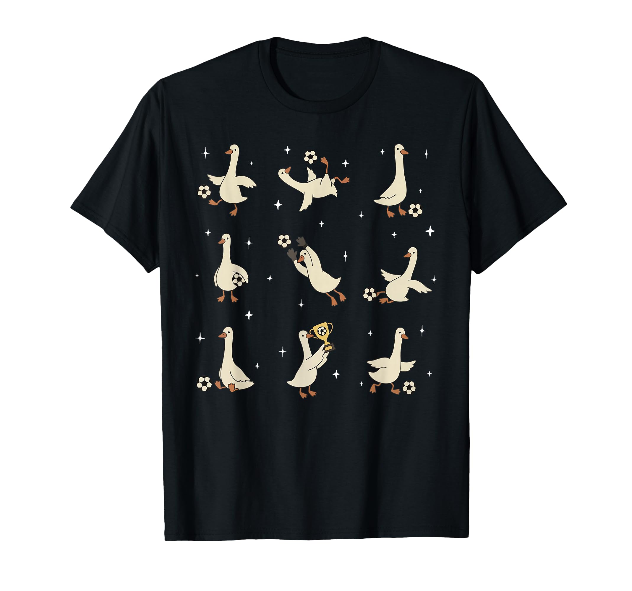 Funny Silly Goose Playing Soccer Team T-Shirt - Custom Art Print Unisex