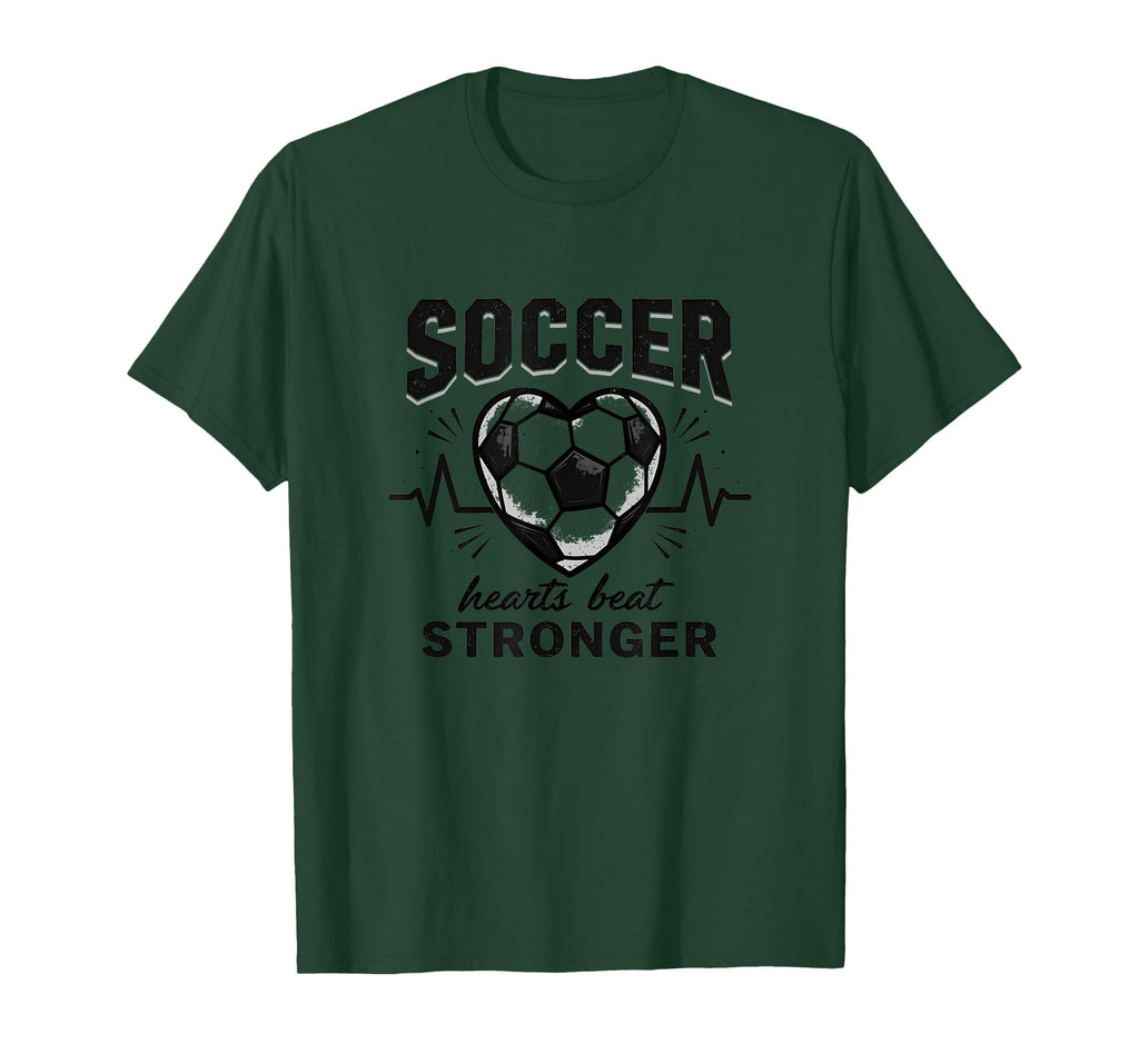 Soccer Hearts Beat Stronger Football T-Shirt - Unique Graphic Men Women