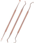 3 Pieces Dog Dental Tooth Scaler and Scraper Stainless Double Headed Tarter Removing Tool Scraper Pet Teeth Cleaning Tools for Dog and Cat (Rose Gold)