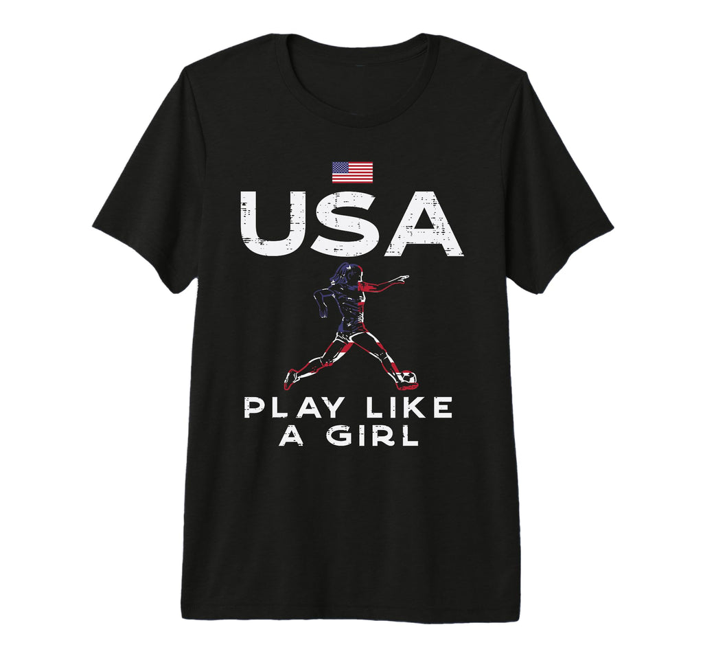 Usa Flag Play Like Soccer Football Player T-Shirt - Novelty Apparel Unisex