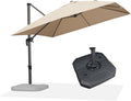 PURPLE LEAF 10 Feet Square Cantilever Umbrella Patio Umbrella with Base Outdoor Umbrella Aluminum Offset with 360-degree Rotation for Garden Deck Pool Patio Taupe