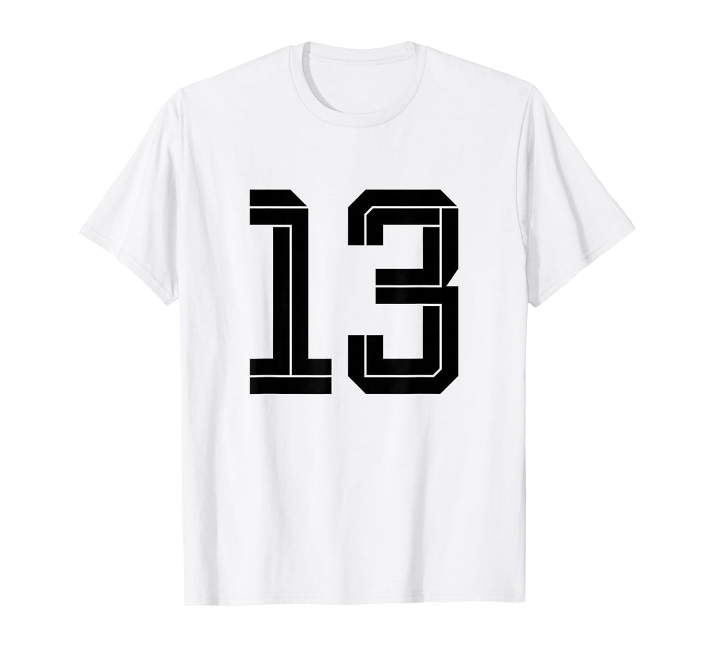 13 White Number 13 Sports Fan Soccer T-Shirt - Aesthetic Graphic Men Women
