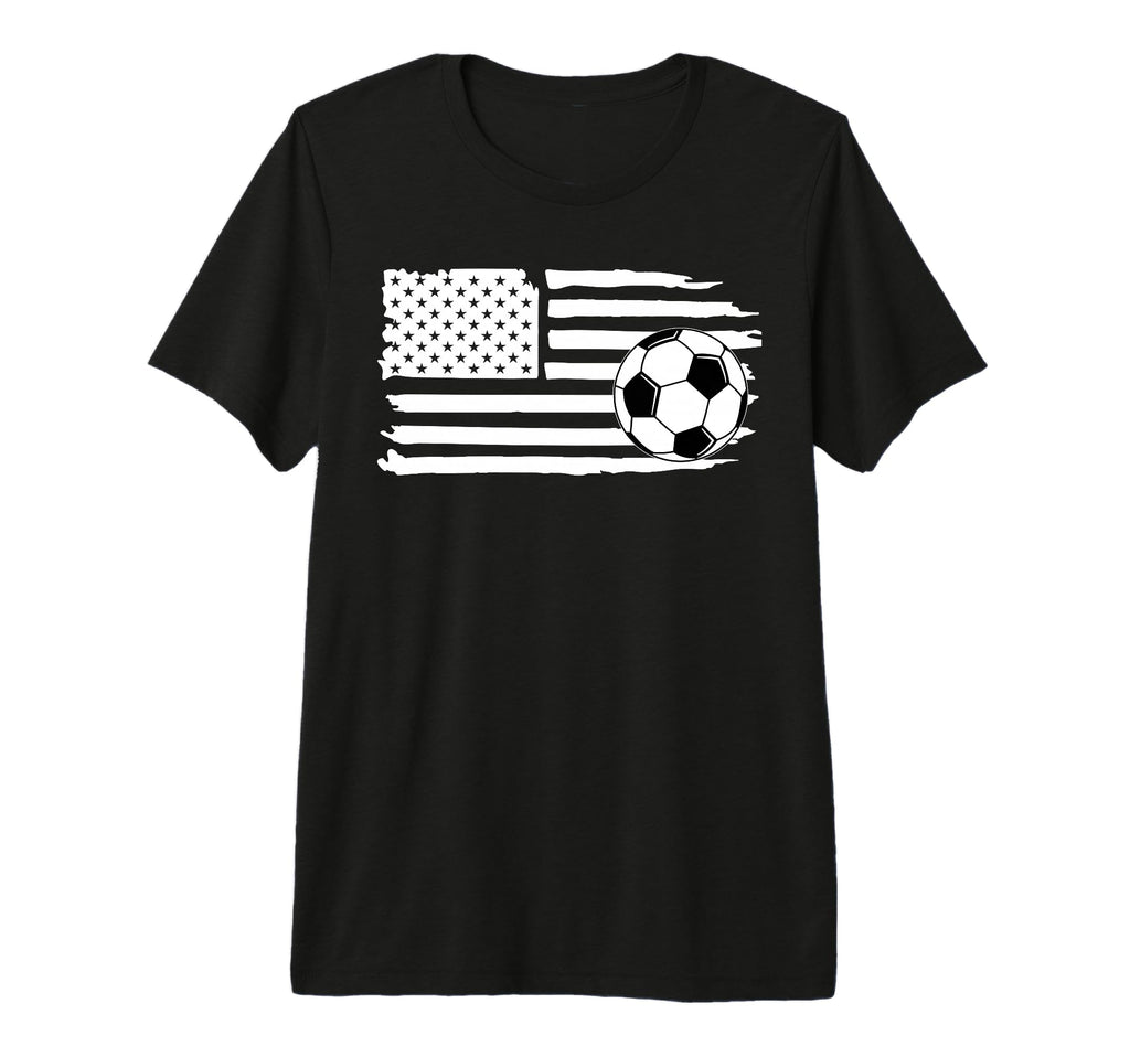 Distressed American Flag Soccer Ball T-Shirt - Trendy Graphic Men Women
