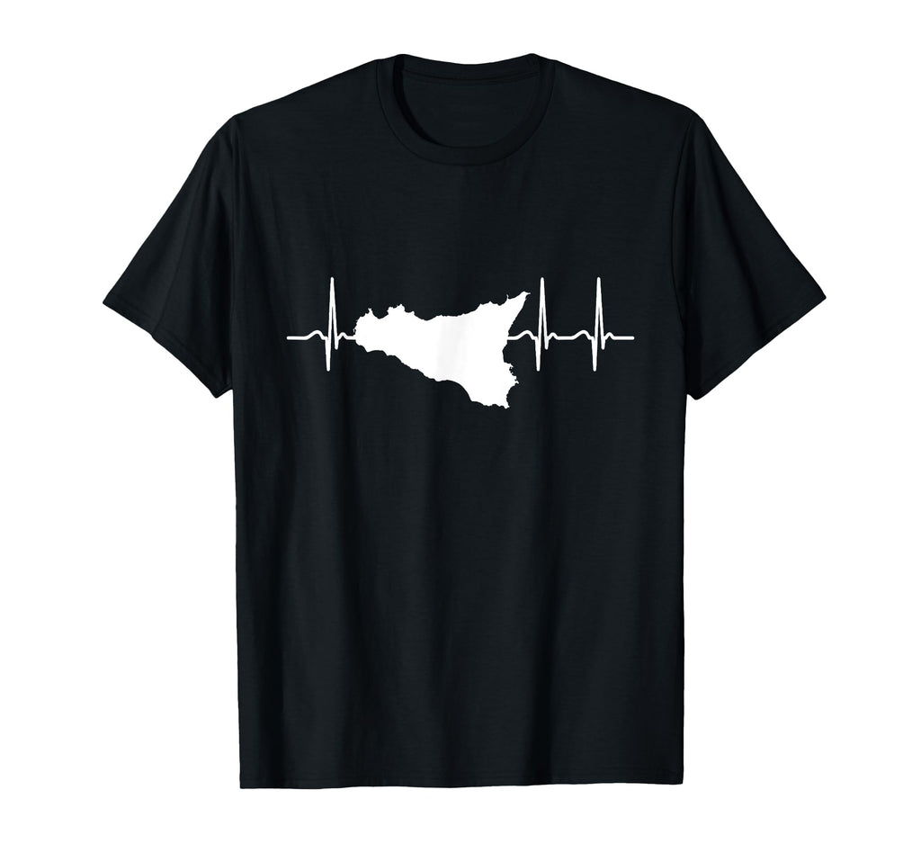 Sicilia Ekg Heartbeat Flag Sicily T-Shirt - Custom Art Print Men Women