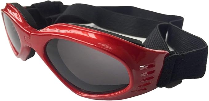 LECONPET Small Dog Sunglasses Waterproof Windproof UV Protection Pet Sunglasses Dog Goggles for Doggy Puppy Cat (Red)