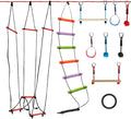 Slackers Exclusive Ninjaline Kit with Rickety Bridge & 15' Bachar Ladder – 36' Obstacle Course Line with 7 Obstacles – Outdoor Ninja Training System
