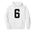 6 White Number 6 Sports Fan Soccer Hoodie - Trendy Graphic for Adults
