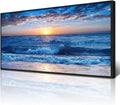 Wapluam Black Framed Canvas Wall Art For Living Room Large Wall Decor For Bedroom Office Wall Decorations Blue Ocean Beach Wall Painting Sunny Sea View Wave Wall Pictures Artwork Room Home Decor