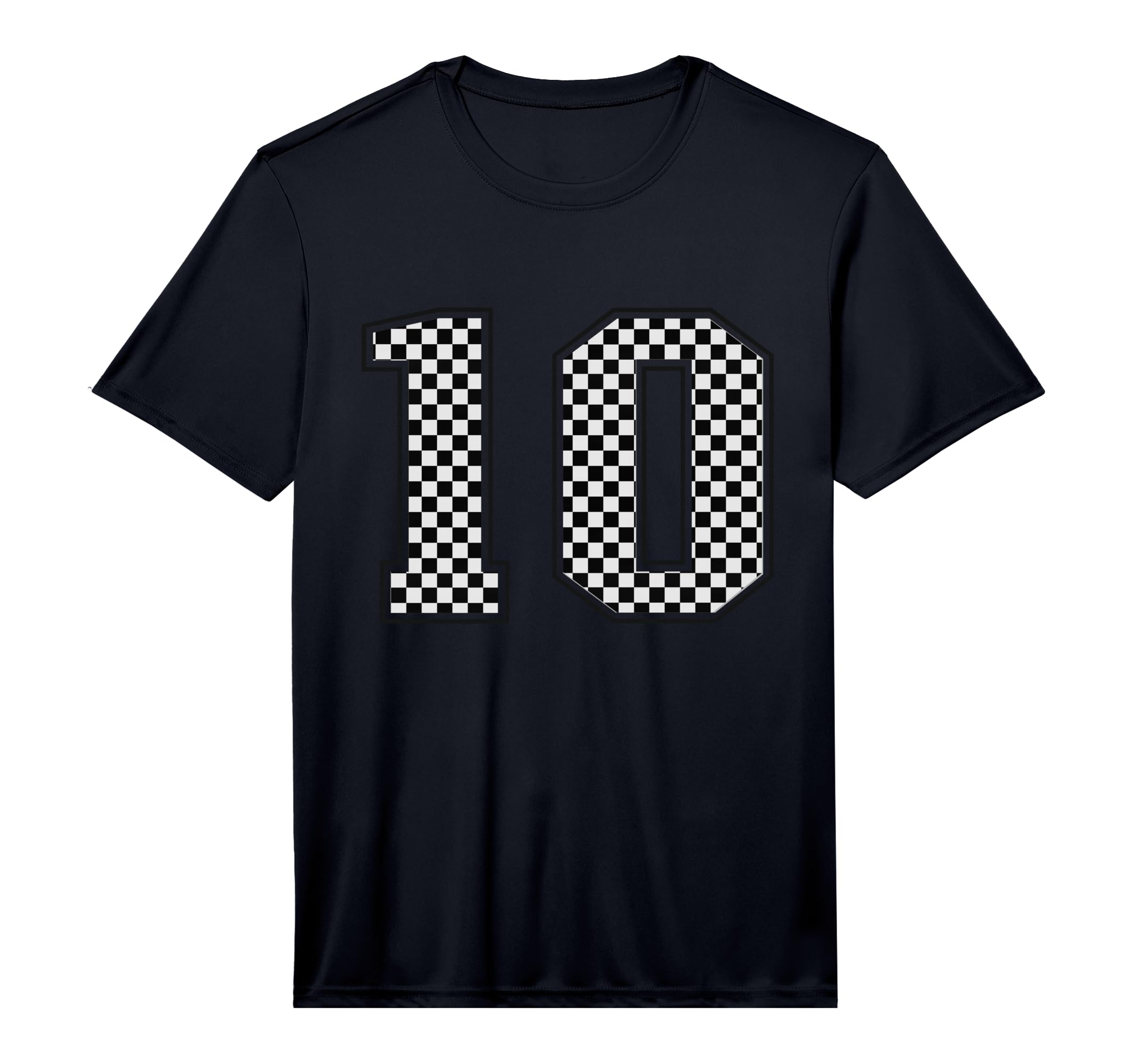 Number 10 Checkered Number Performance T-Shirt - Trendy Graphic for Adults