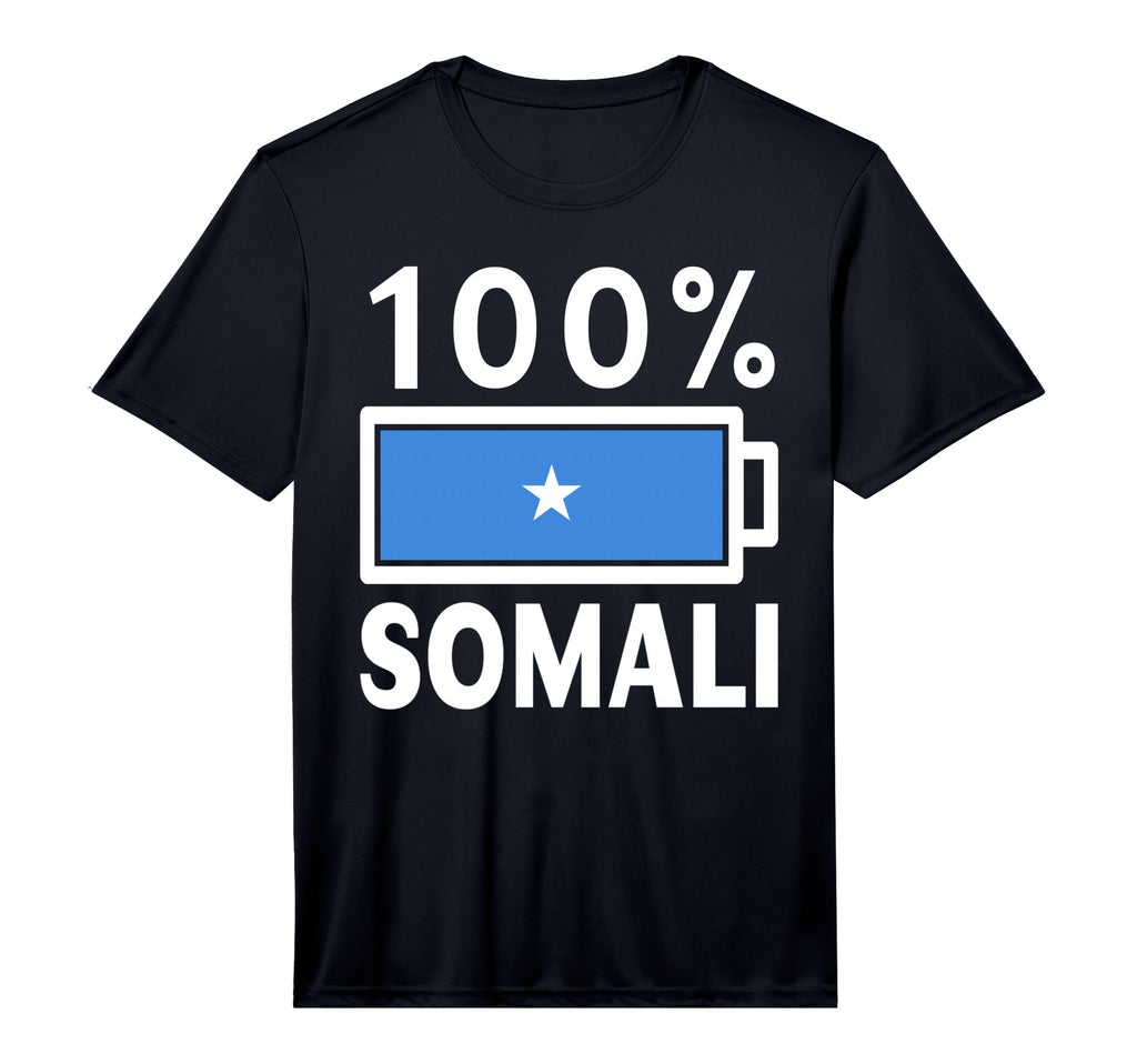 Somalia Flag 100 Somali Battery Power T-Shirt - Novelty Apparel Men Women