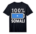 Somalia Flag 100 Somali Battery Power T-Shirt - Novelty Apparel Men Women