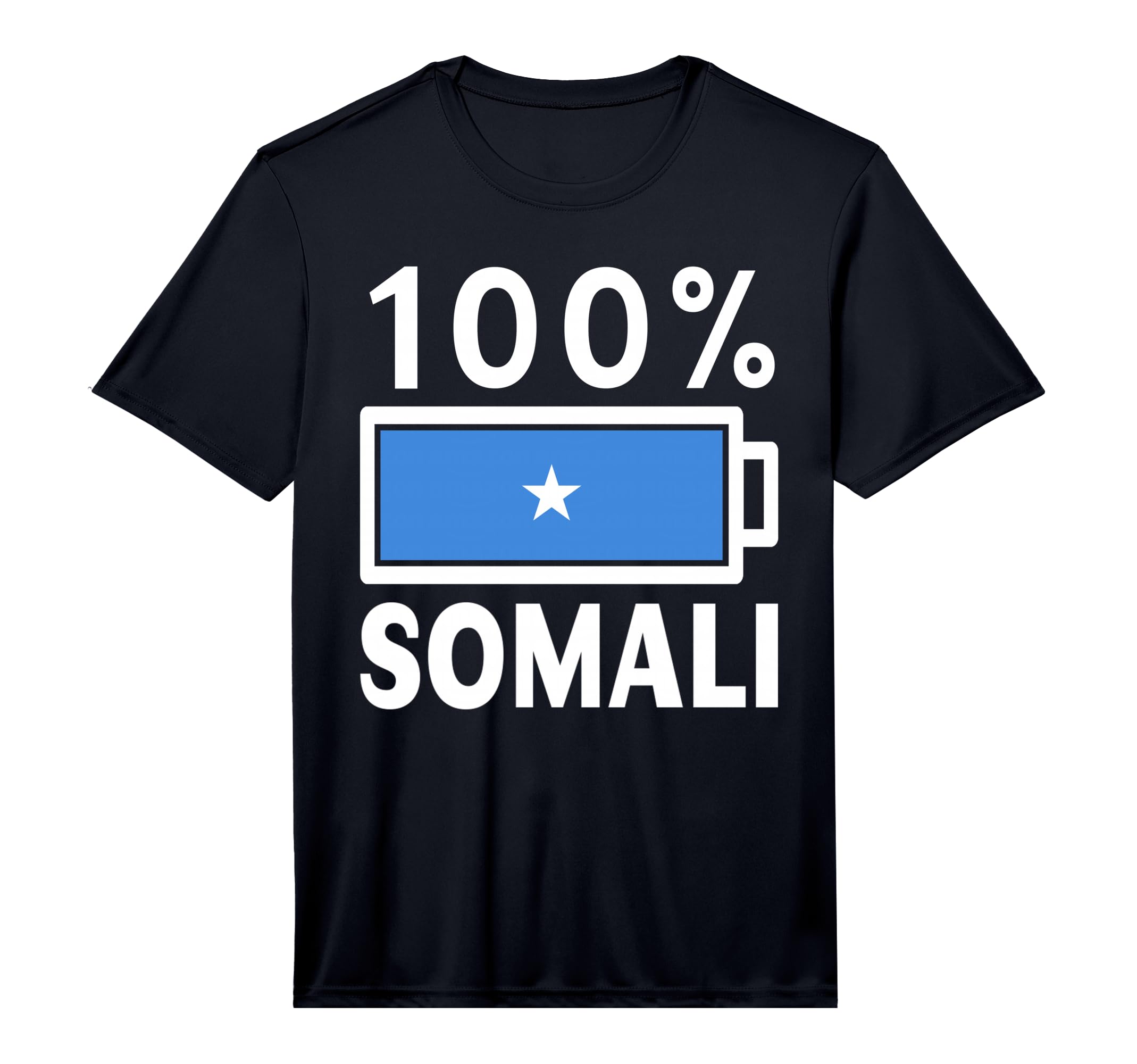 Somalia Flag 100 Somali Battery Power T-Shirt - Novelty Apparel Men Women