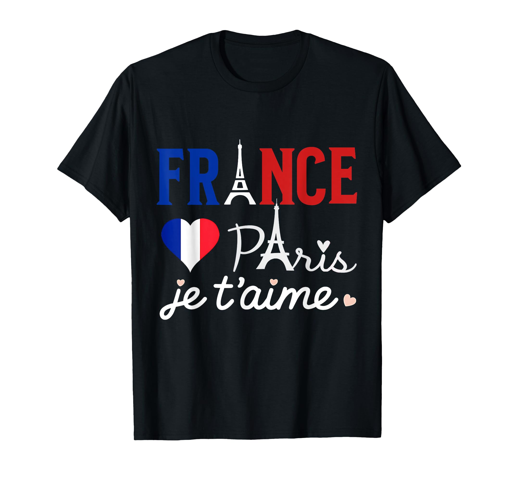 Eiffel Tower Paris France Flag Souvenir T-Shirt - Graphic Print Unisex