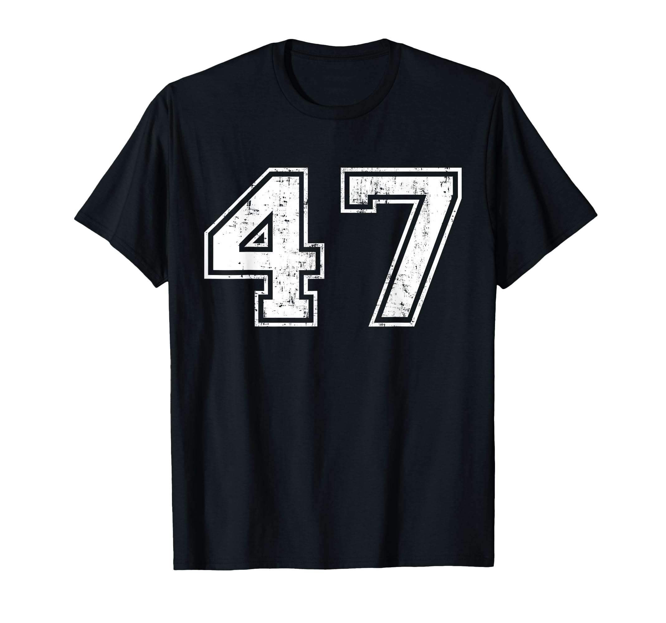 Number 47 Distressed Sports Training T-Shirt - Trendy Graphic Unisex