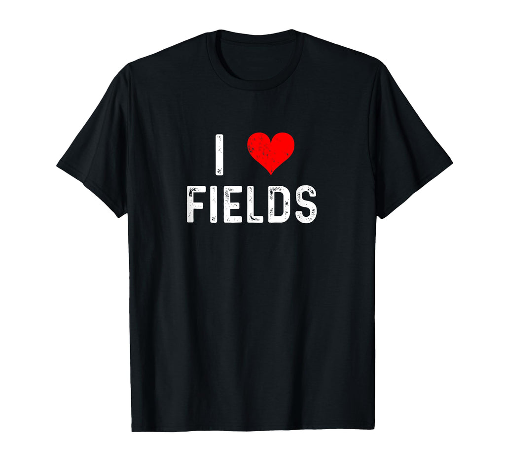 I Love Fields Heart Distressed Baseball T-Shirt - Custom Art Print Unisex