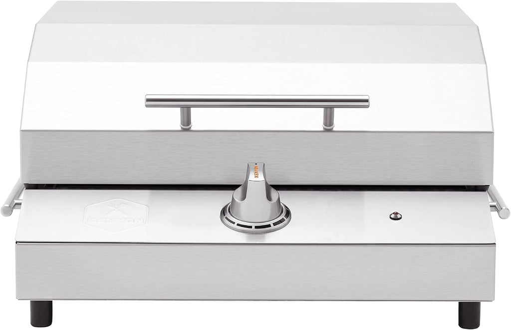 Kenyon G2 Portable Tabletop Electric Grill, 1440W Single Burner, Stainless Steel Body, Cast Aluminum Grate, UL Approved Grill For Indoor And Outdoor Use, Removable Lid, Dishwasher Safe, 120Volts