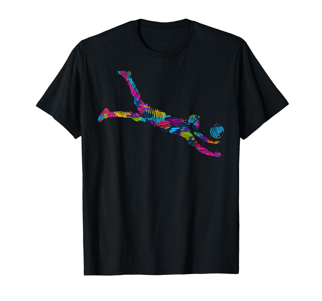 Colorful Soccer Goalie Splash Art T-Shirt - Graphic Print for Adults