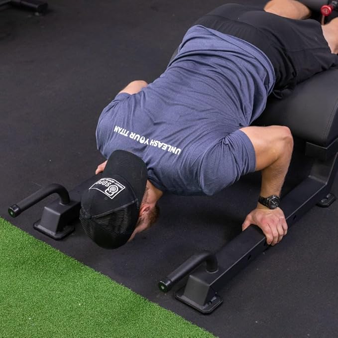 Titan Fitness Adjustable Floor Glute & Hamstring Developer (GHD), Cross Training Workout Lifting Equipment in Home and Commercial Gym