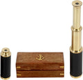 9" Pirate Telescope Handheld Brass Telescope Nautical Spyglass Monucular with Wooden Box