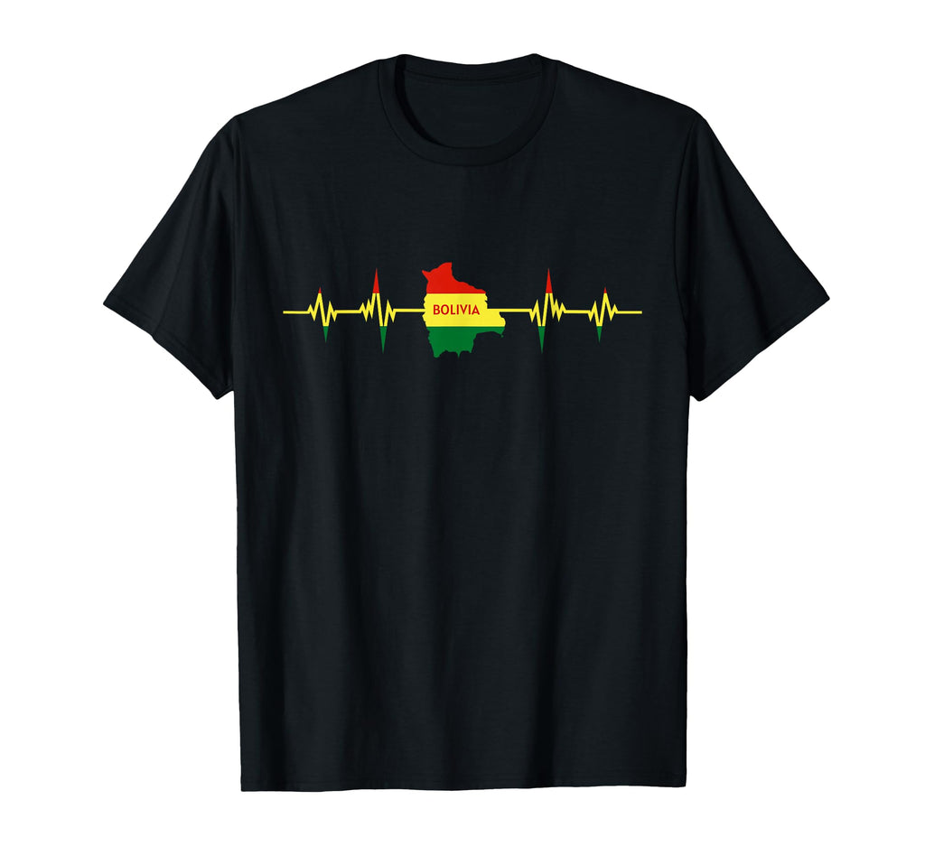 Heartbeat Bolivian Flag Bolivia T-Shirt - Trendy Graphic for Adults