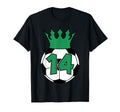 Soccer Football Green 14Th Birthday T-Shirt - Unique Graphic Men Women