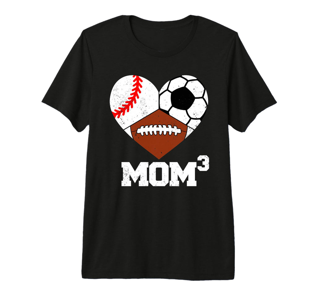 Mom Cubed Mom3 Mom Three Baseball Soccer T-Shirt - Graphic Print Men Women
