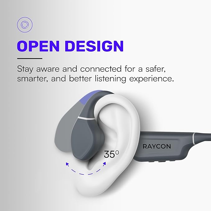 Raycon Bone Conduction Headphones, Open-Ear Bluetooth Sports Earbuds with Mic, IP68 Water Resistant Headset for Workout and Running, 13hr Playtime (Mint)