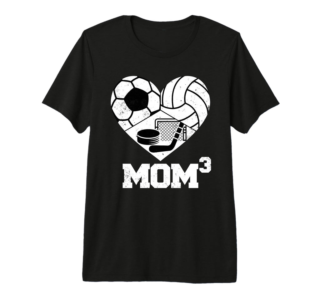 Mom Cubed Mom3 Mom Three Soccer T-Shirt - Custom Art Print for Adults