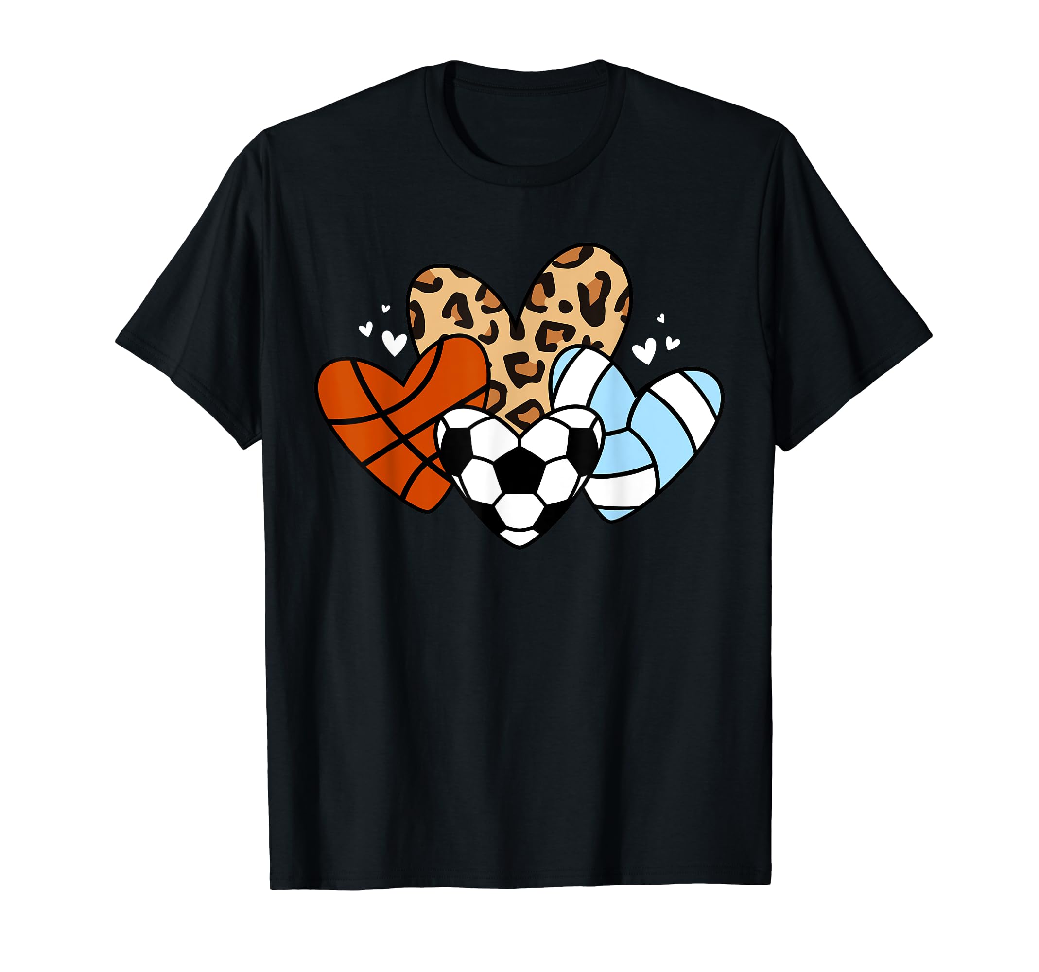 Soccer Basketball Volleyball Heart T-Shirt - Unique Graphic for Adults