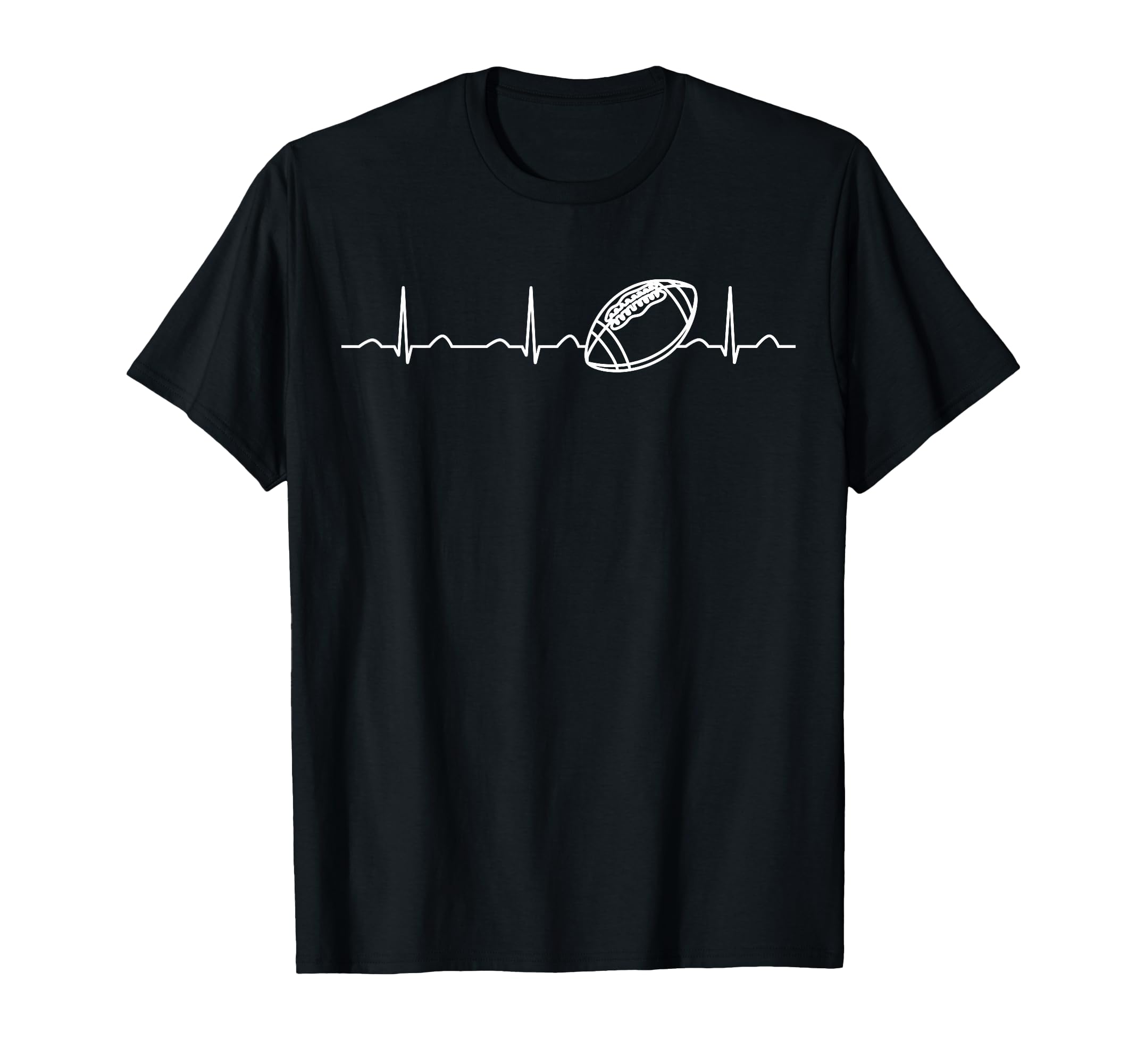 Funny Football Ball Heartbeat Fan T-Shirt - Minimalist Print Unisex