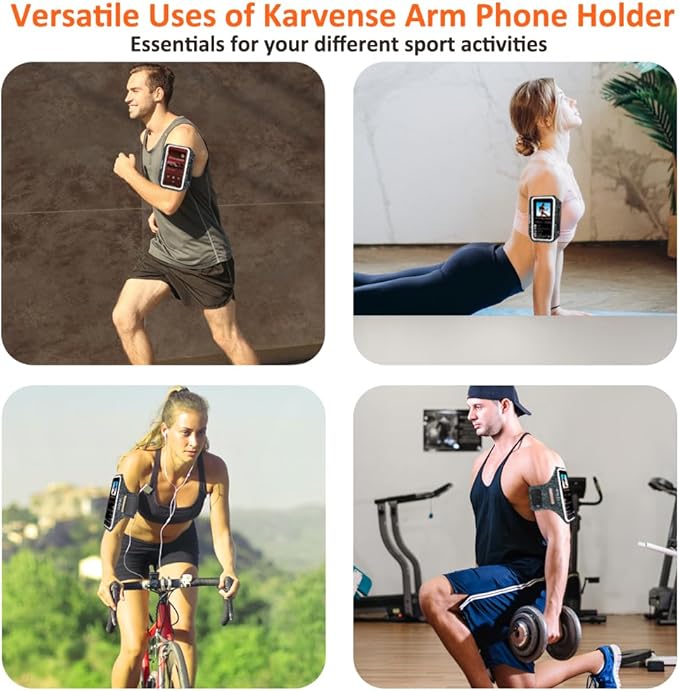 Phone Holder for Running-Arm Band for Running for iPhone & Samsung Galaxy, Cell Phone Armband Holder for Walking, Gym, Workout, Men, Women, w/Adjustable Strap&Zipper Pocket (Black Heather-M)