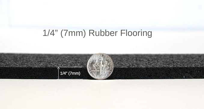 American Floor Mats 1/4in (7mm) Thick Solid Black 4' x 3' Heavy Duty Rubber Rolls, Protective Exercise Mats, Home Gym Rubber Flooring
